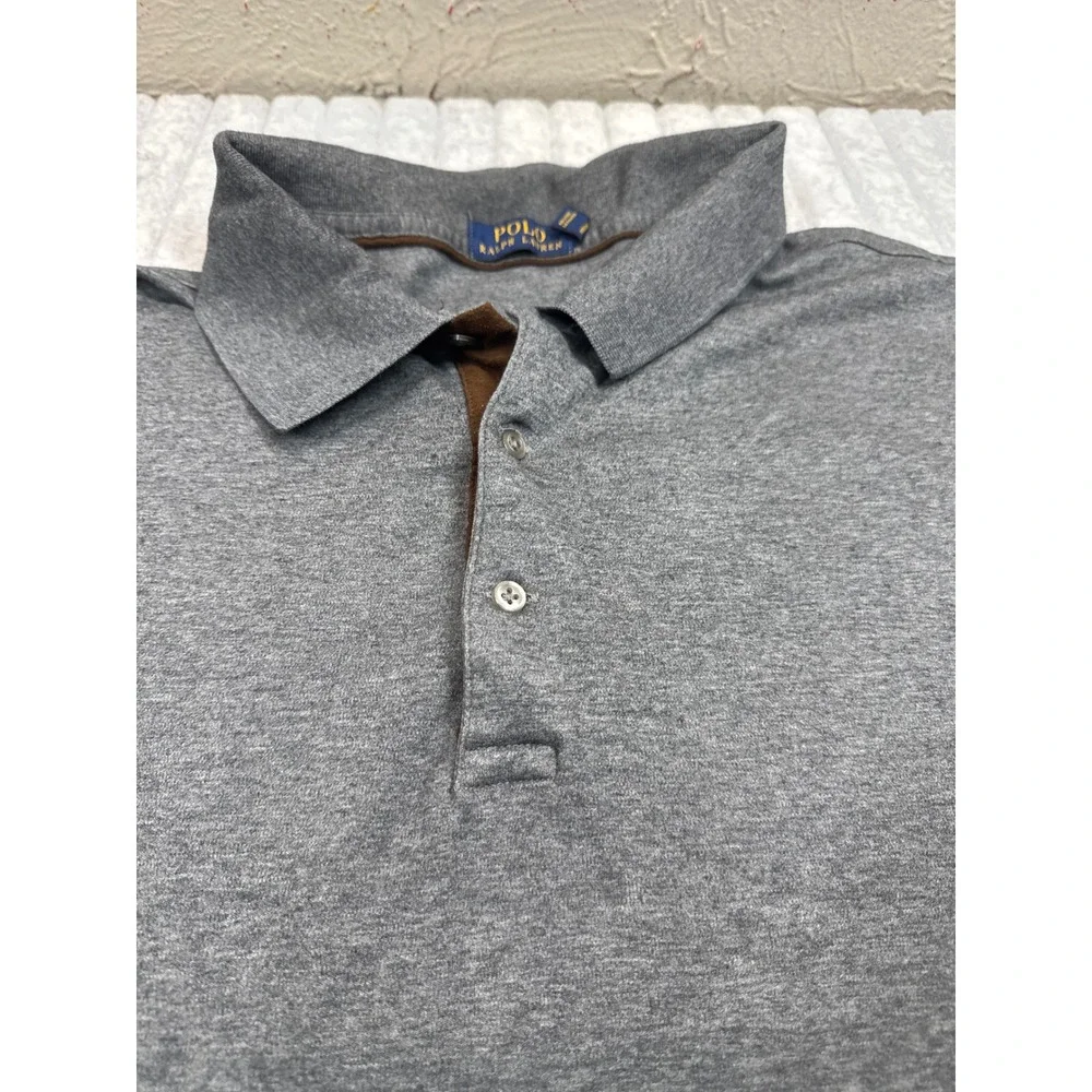 Polo Ralph Lauren Mens 3XB Grey Long Sleeve Pony Logo Polo Shirt Big & Tall‎